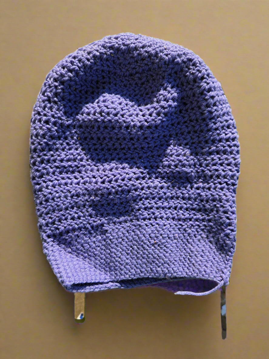 Handknit, hand crocheted and warm winter beanie for fall and winter fashion while keeping warm